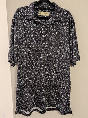 Donald Ross Polo Classic-122 Spring Flowers Black/Oyster Mens Size Medium